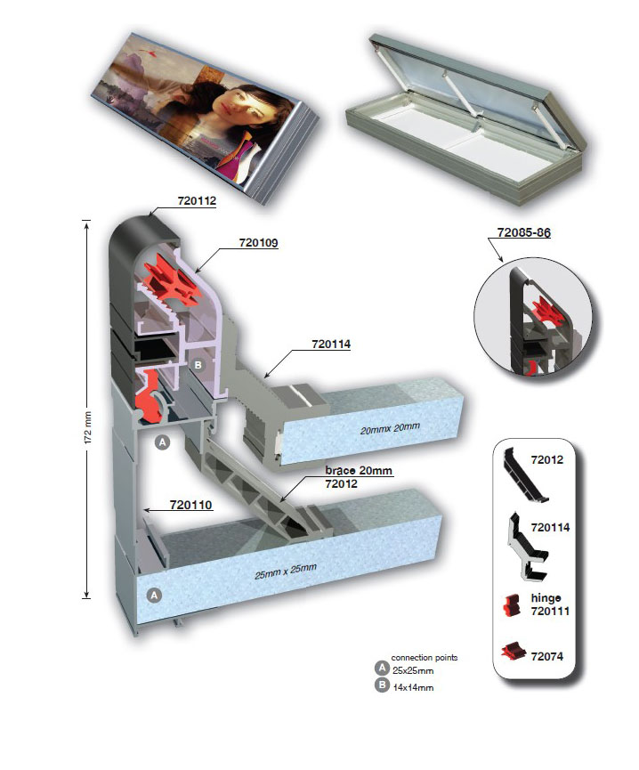 flexible face lightbox 172 with front opening system