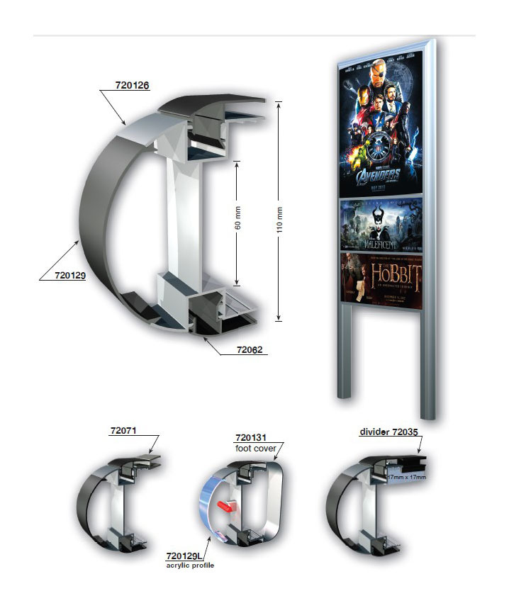 curved plexiglas totem 110
